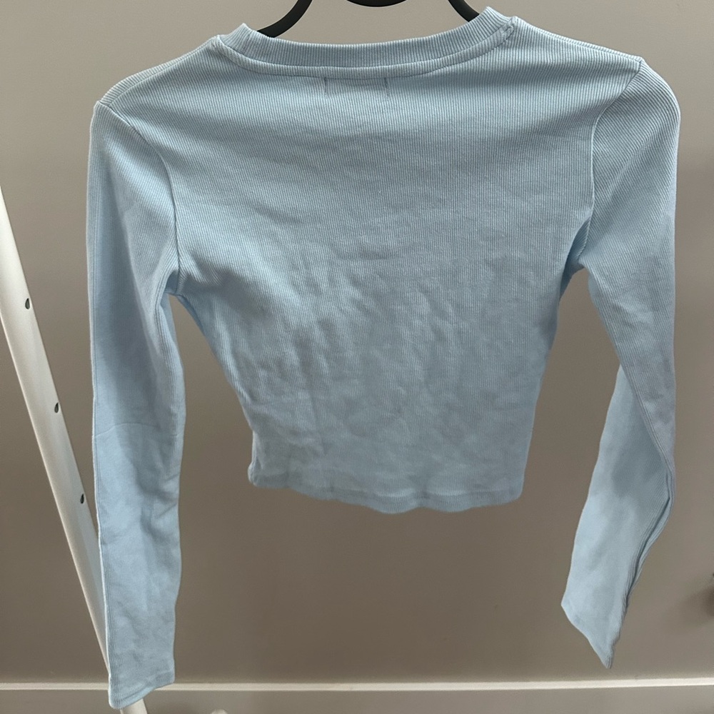 Edikted Coffee Break Sky Blue Long Sleeve Top - Picture 5 of 5
